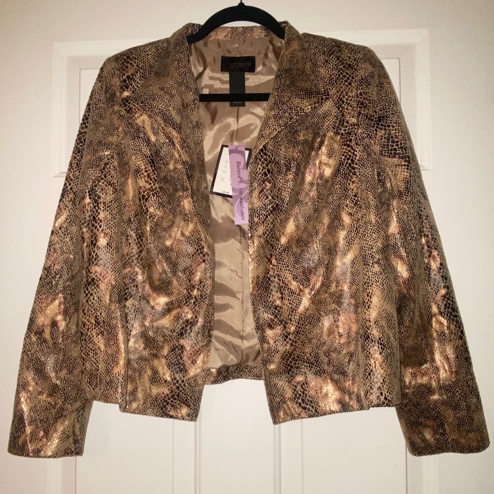 NWT Investments Petites Jacket Open Blazer Snake Print Size 8P